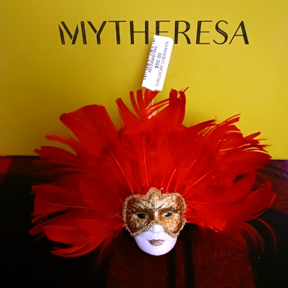 Venetian Feather Mask Christmas Tree Ornament NWT Bergdorf Goodman